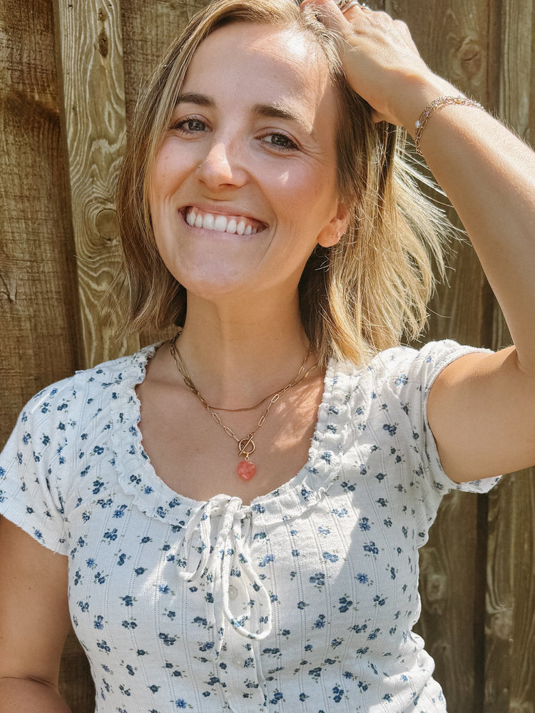 Glass Heart Toggle Charm Necklace Simply Korena