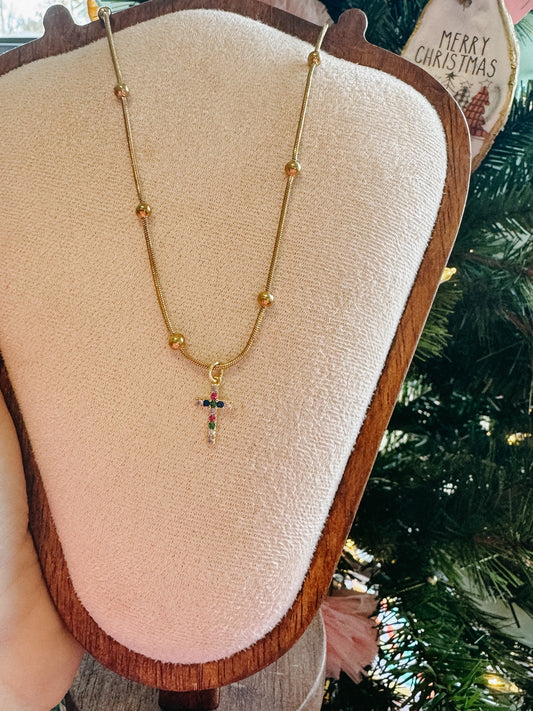 Festive Christmas Cross Necklace Simply Korena