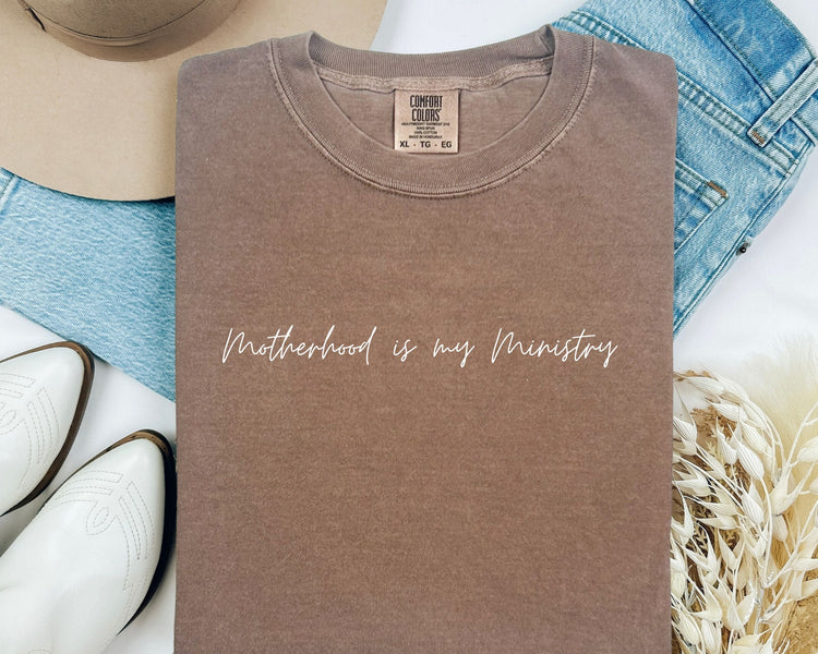 Motherhood is My Ministry Tee – Christian Comfort Colors® Shirt for Moms Printify