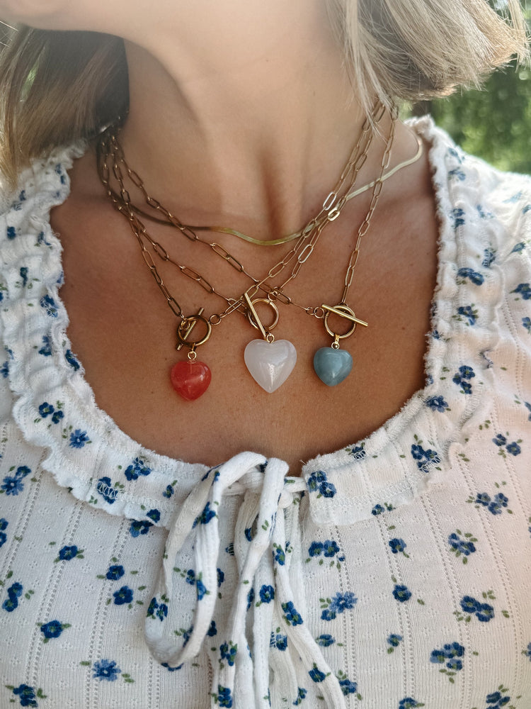 Glass Heart Toggle Charm Necklace Simply Korena