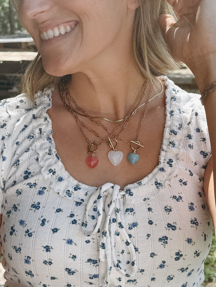 Glass Heart Toggle Charm Necklace Simply Korena