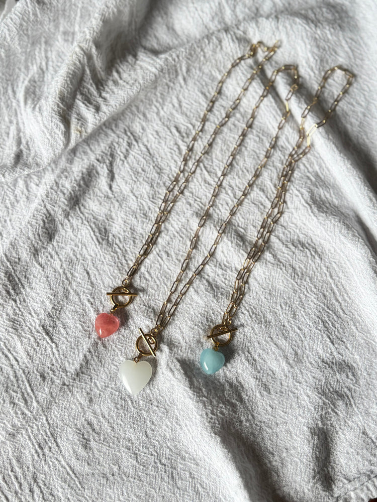 Glass Heart Toggle Charm Necklace Simply Korena
