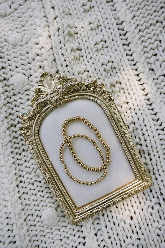 Gold Beaded Accent Bracelets – 4mm or 5mm | Tarnish-Free, 7" Stretch Simply Korena