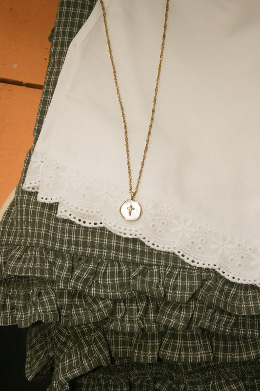 Haven White Coin Cross Necklace Simply Korena
