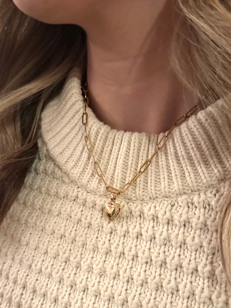 Guard Your Heart Locket Necklace Paperclip Chain (tarnish free) Simply Korena