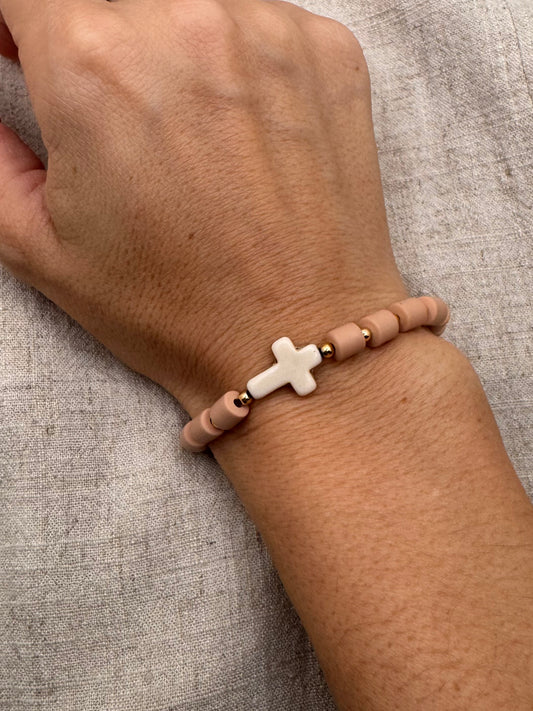 Foundation – Chunky Ceramic Cross Bracelet | Handmade Faith Jewelry Simply Korena