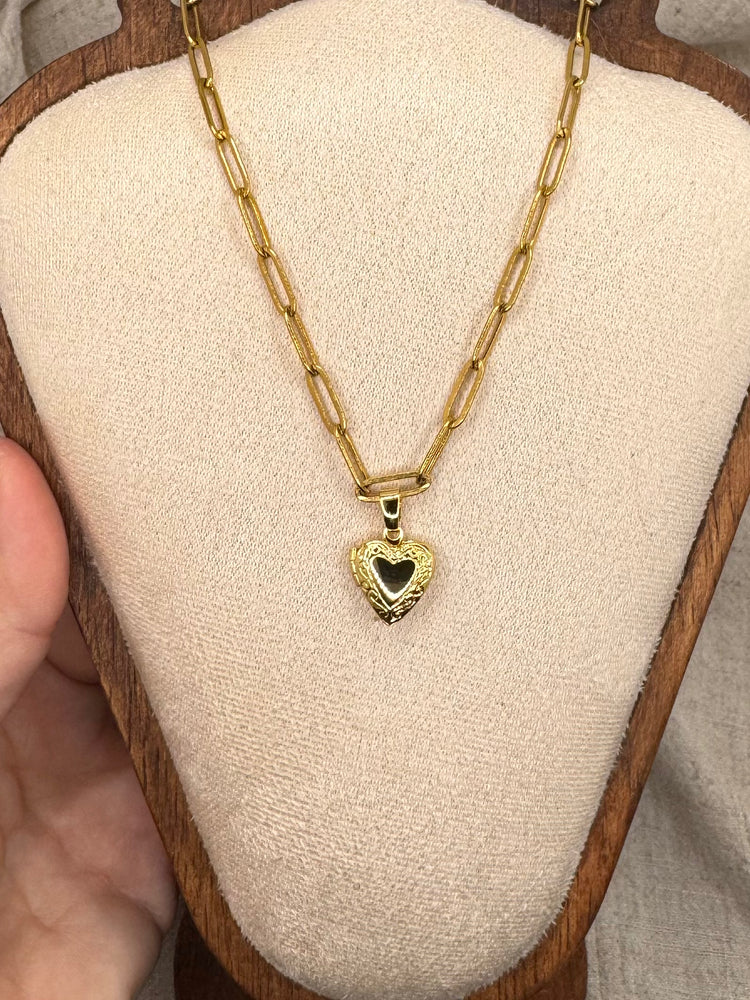 Guard Your Heart Locket Necklace Paperclip Chain (tarnish free) Simply Korena