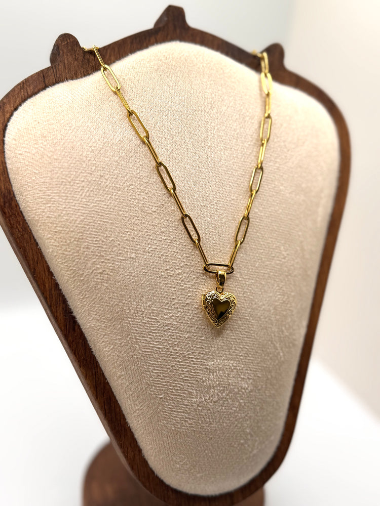 Guard Your Heart Locket Necklace Paperclip Chain (tarnish free) Simply Korena