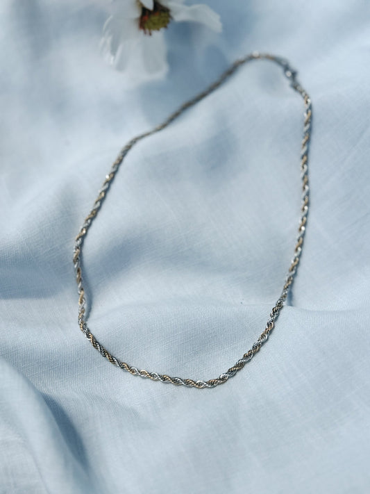 Mixed Metal Rope Chain – Gold & Silver 18" | 4mm Unisex Style Simply Korena