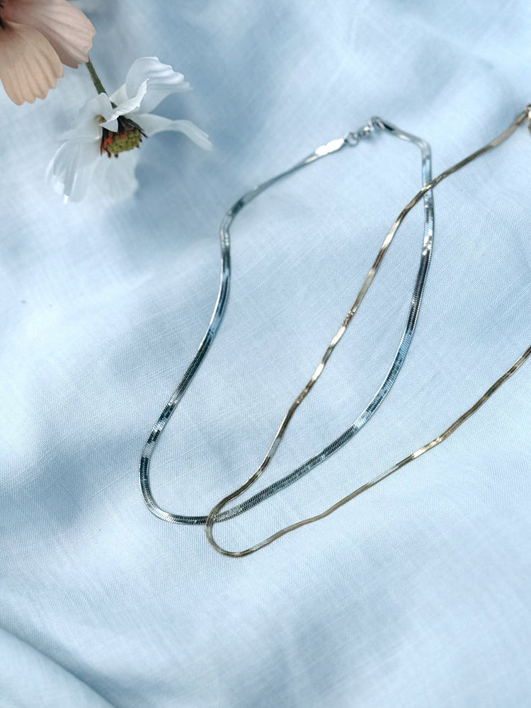 Herringbone Layering Necklace – 16" Tarnish-Free | Gold or Silver Simply Korena