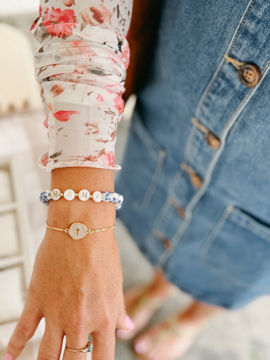 Pearl MAMA Ceramic Floral Bracelet - A Simply Korena Staple 💙✨ Simply Korena