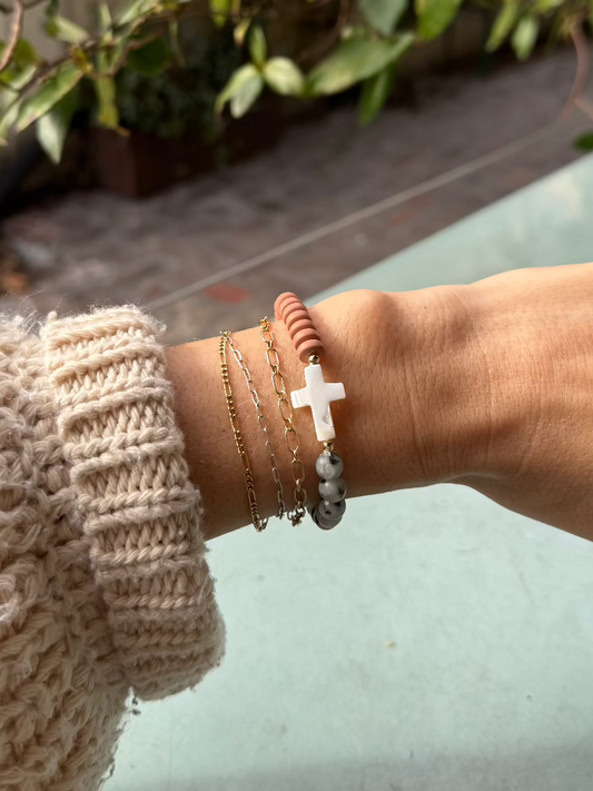 Everstead – Mixed Bead Pearl Cross Bracelet | Handmade Faith Jewelry Simply Korena