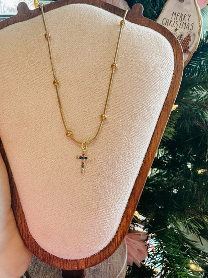 Festive Christmas Cross Necklace Simply Korena