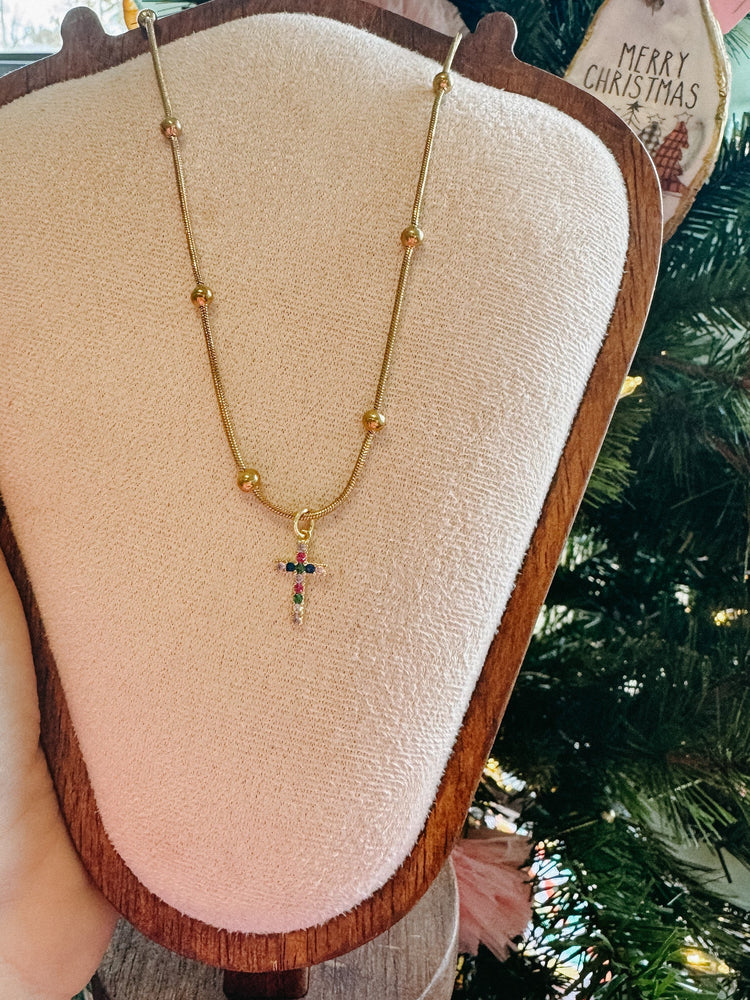 Festive Christmas Cross Necklace Simply Korena