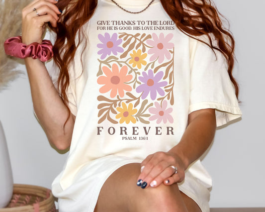 New (Completed) His Love Endures Forever Tee – Psalm 136 Christian Shirt for Women (Comfort Colors) Printify