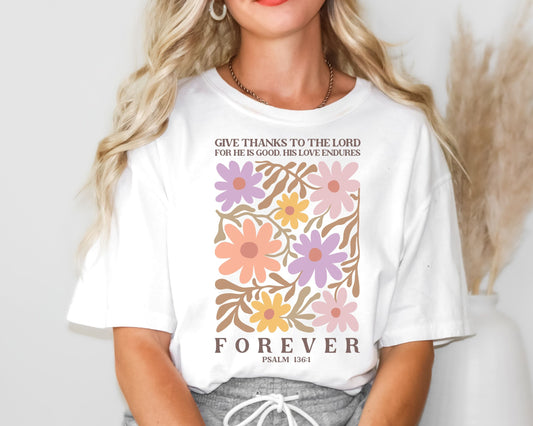 New (Completed) His Love Endures Forever Tee – Psalm 136 Christian Shirt for Women (Comfort Colors) Printify