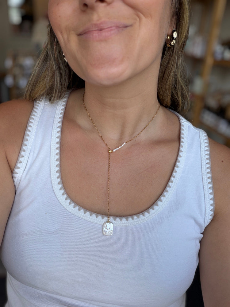 Lariat Pearl Drop Necklace Simply Korena