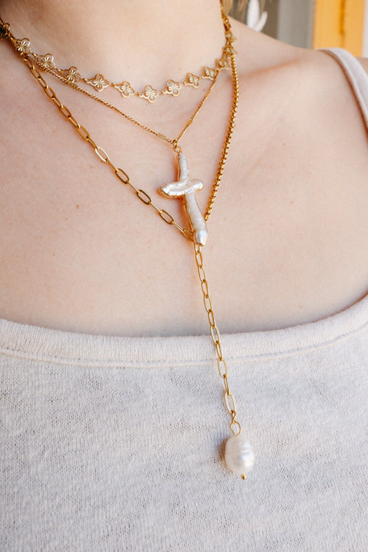 Pearl Lariat Necklace Simply Korena