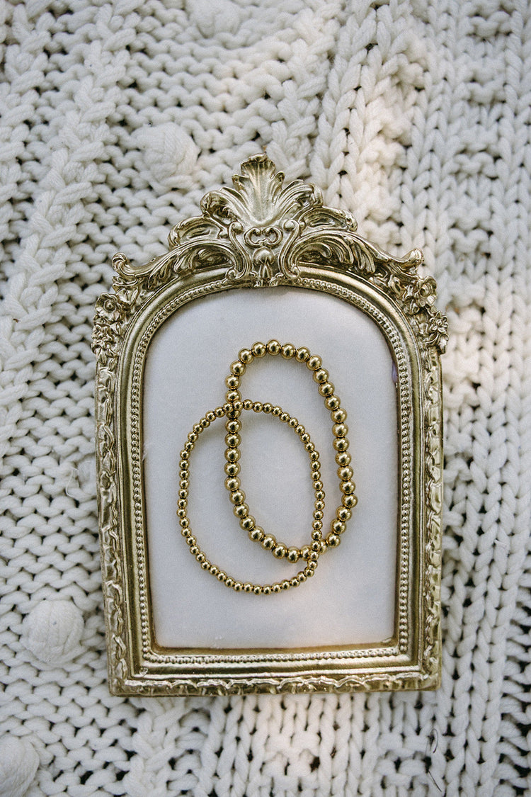 Gold Beaded Accent Bracelets – 4mm or 5mm | Tarnish-Free, 7" Stretch Simply Korena