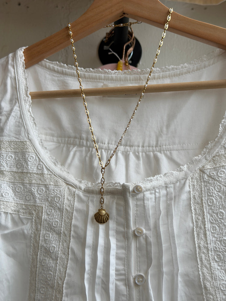 Lariat Pearl and Shell Necklace Simply Korena