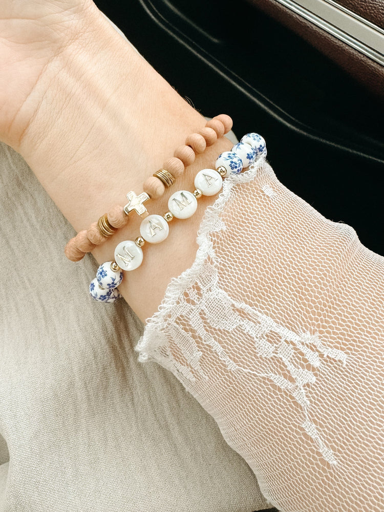 Pearl MAMA Ceramic Floral Bracelet - A Simply Korena Staple 💙✨ Simply Korena
