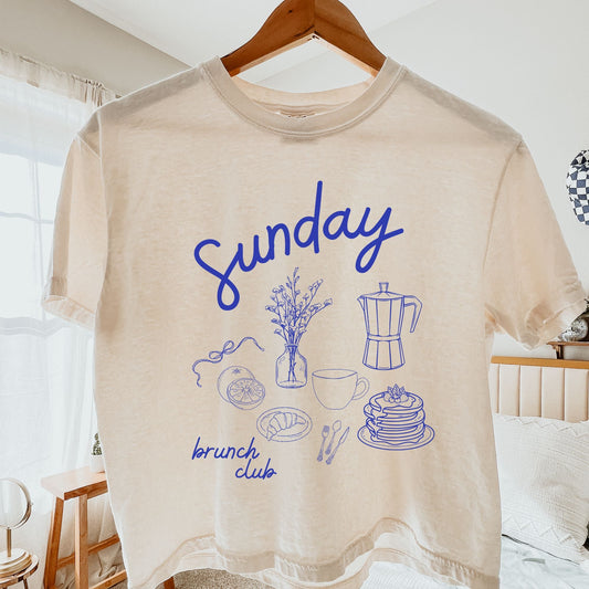 Sunday Brunch Club shirt girls girl I'm literally just a girl saturday morning spring cotton shirt coffee club tee Printify