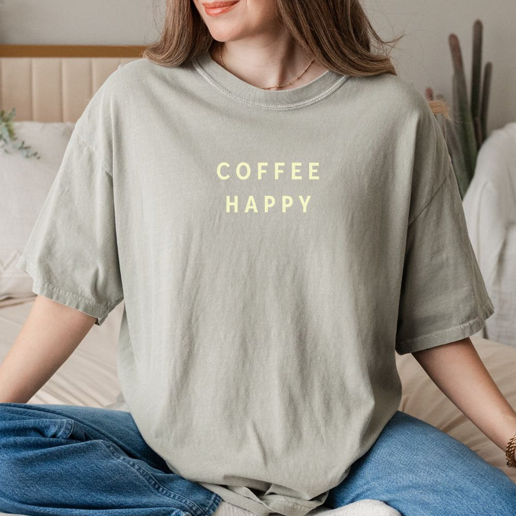 Coffee Happy Tee – Minimalist Coffee Lover Comfort Colors Shirt Printify