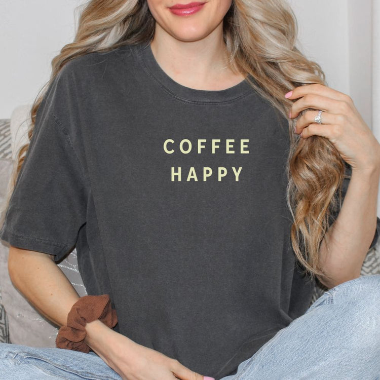 Coffee Happy Tee – Minimalist Coffee Lover Comfort Colors Shirt Printify